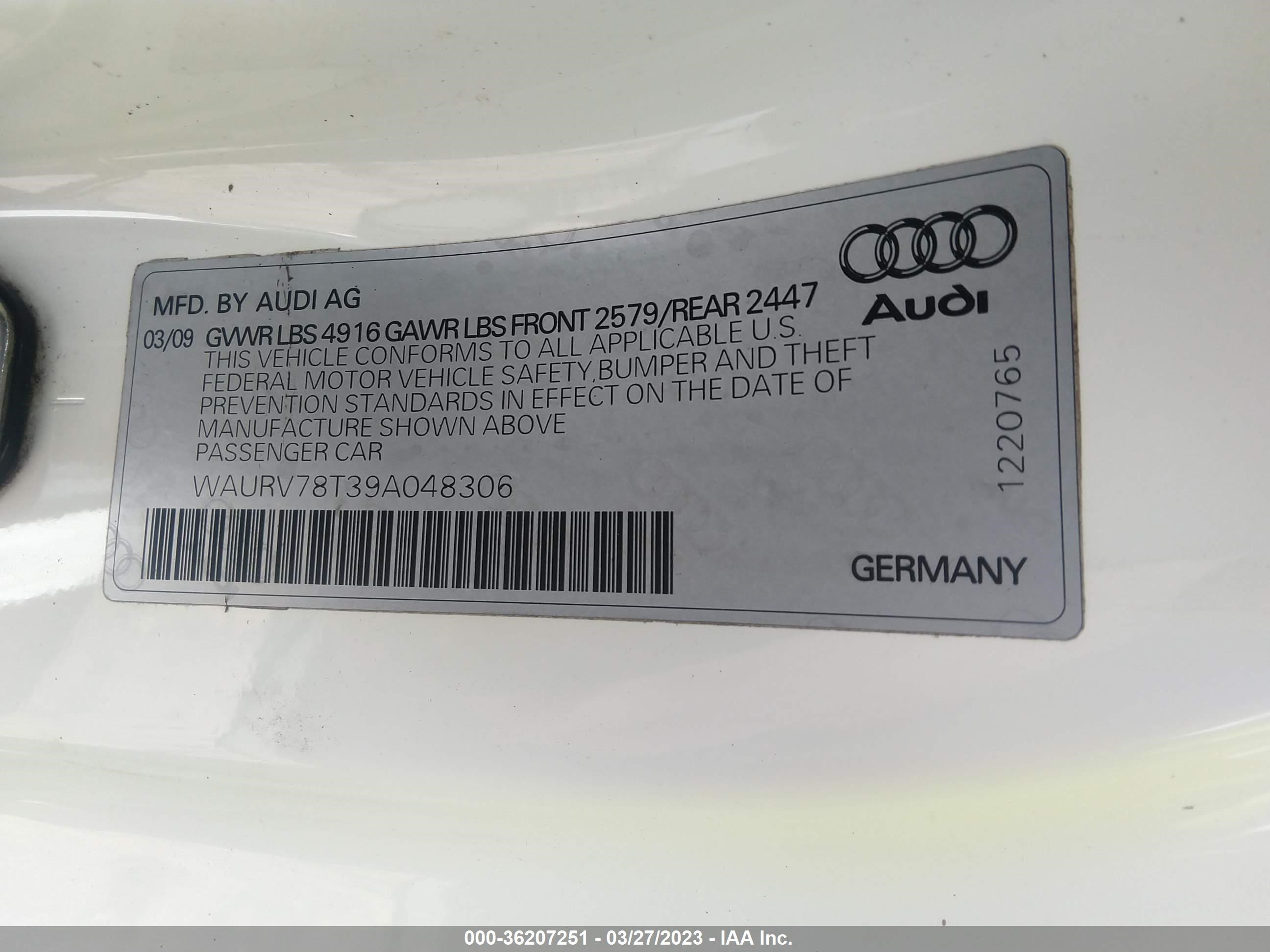 Photo 8 VIN: WAURV78T39A048306 - AUDI S5 QUATTRO 