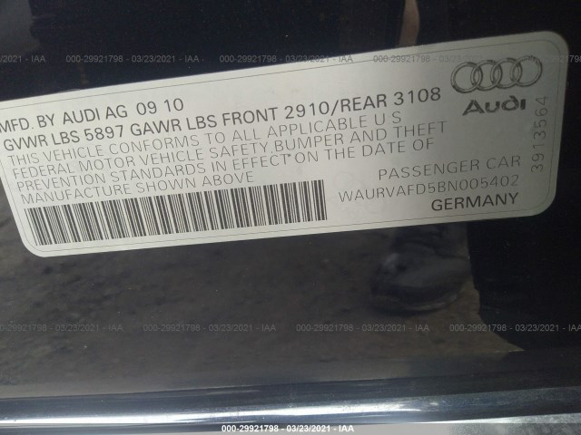 Photo 8 VIN: WAURVAFD5BN005402 - AUDI A8 L 