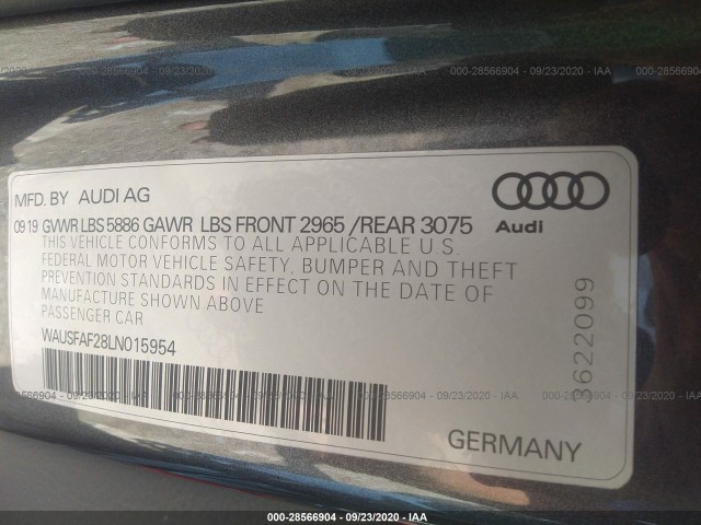 Photo 8 VIN: WAUSFAF28LN015954 - AUDI S7 