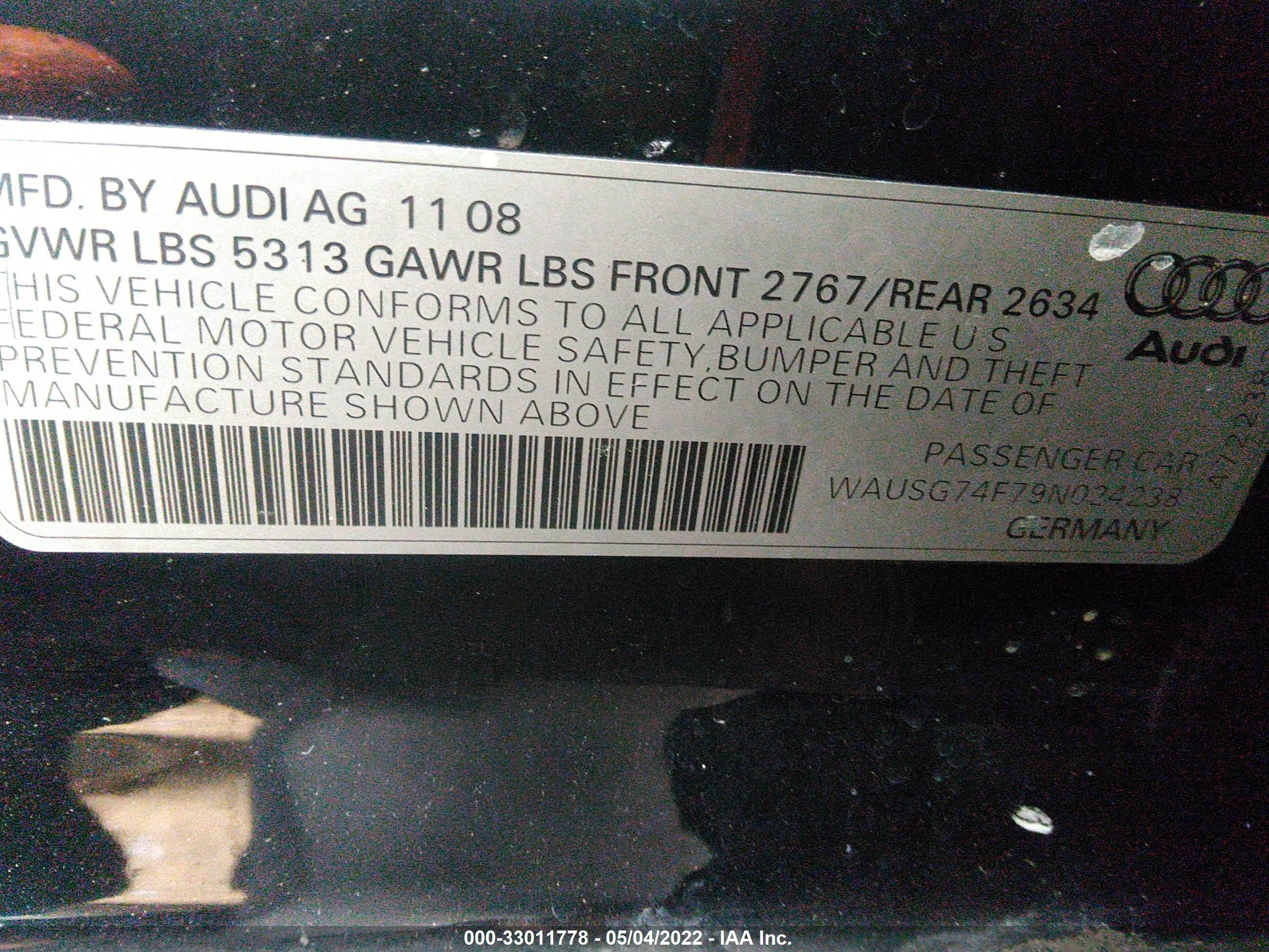 Photo 8 VIN: WAUSG74F79N024238 - AUDI A6 