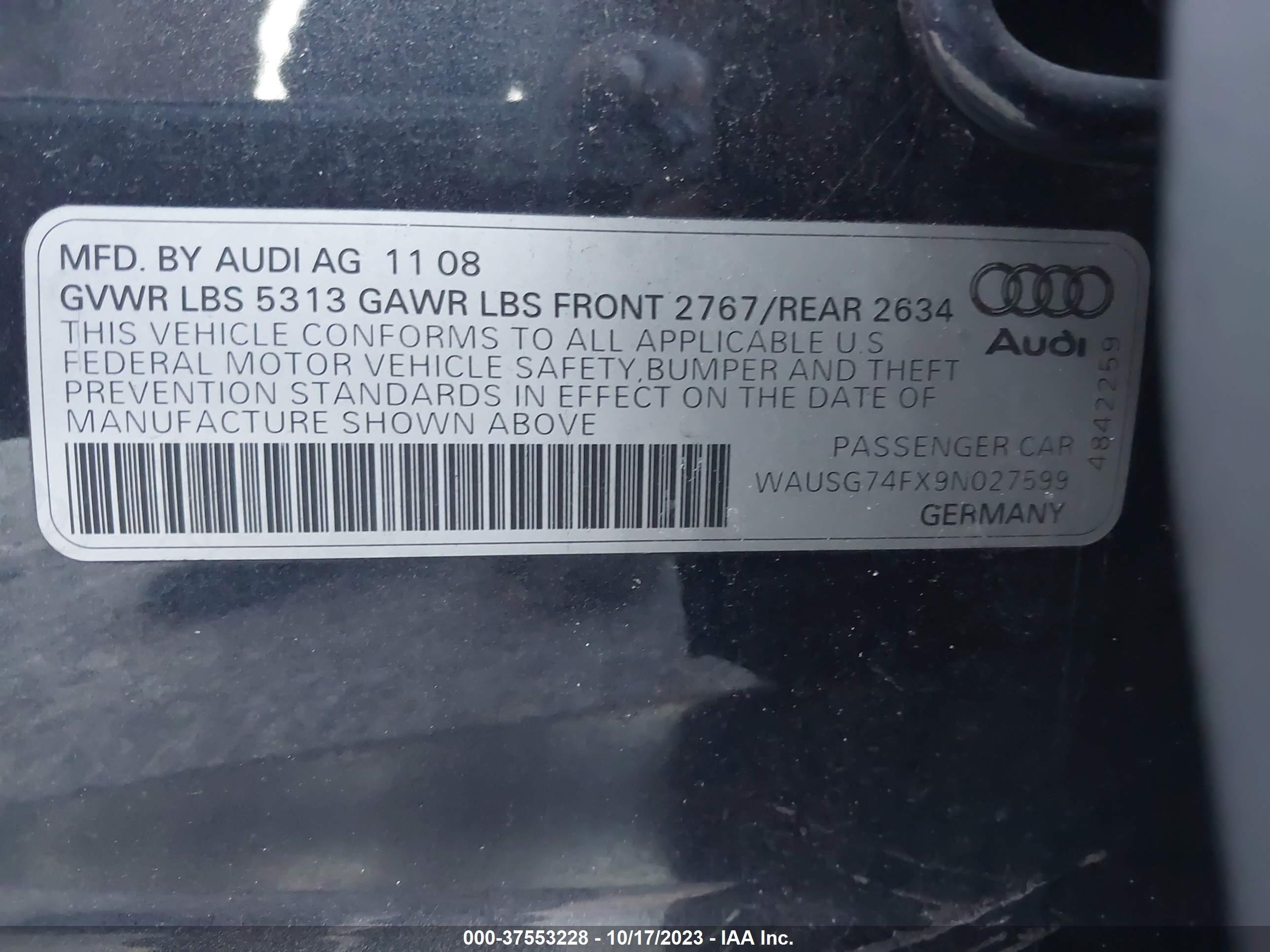 Photo 8 VIN: WAUSG74FX9N027599 - AUDI A6 