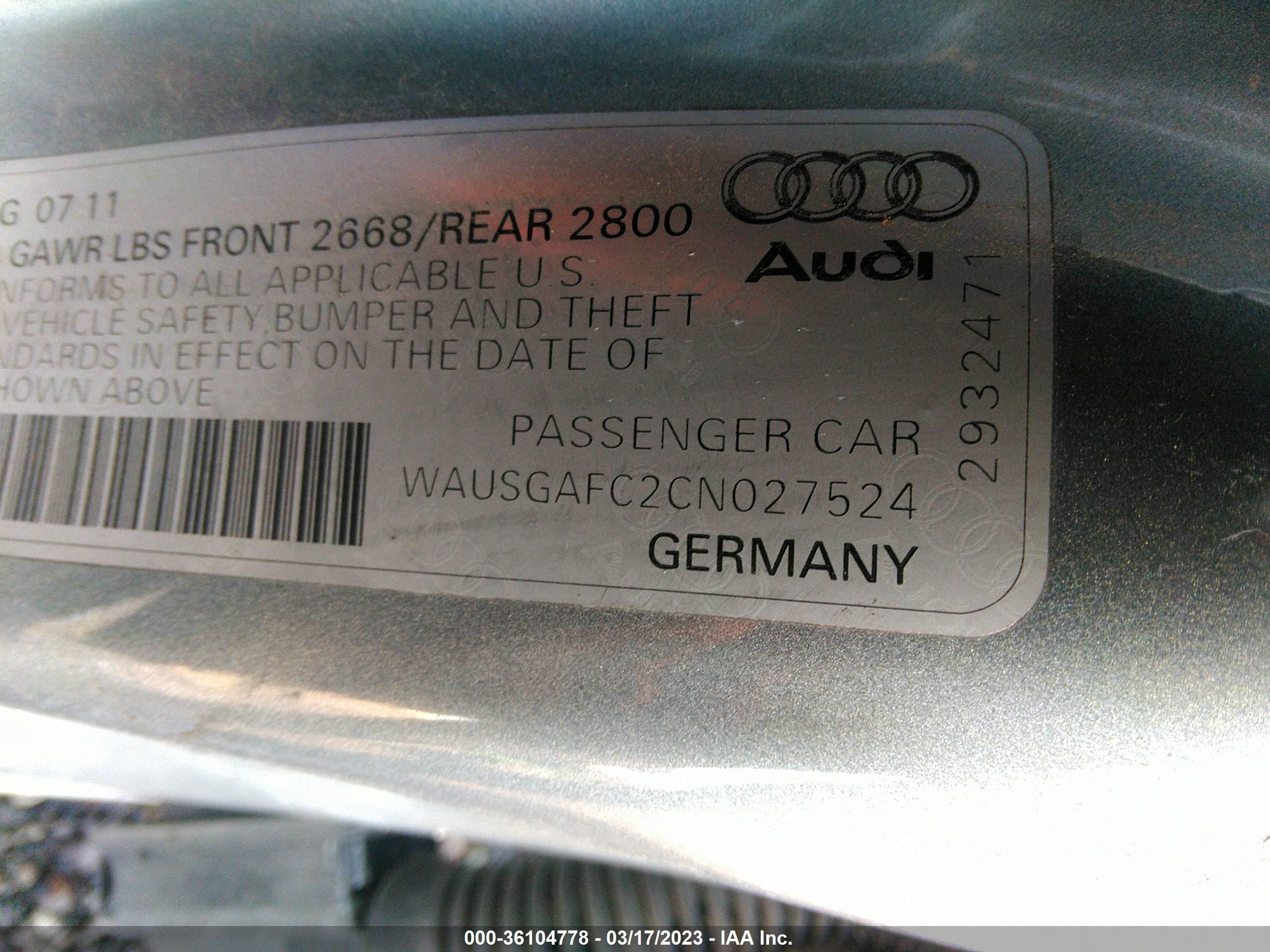 Photo 8 VIN: WAUSGAFC2CN027524 - AUDI A7 