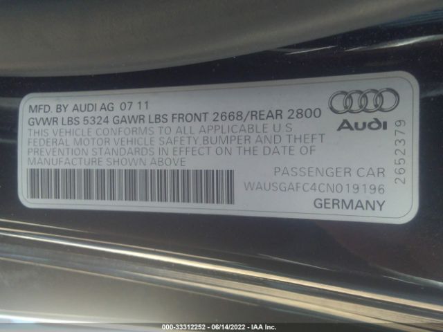 Photo 8 VIN: WAUSGAFC4CN019196 - AUDI A7 