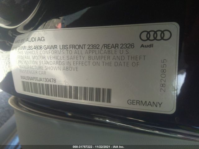 Photo 8 VIN: WAUSNAF55JA130478 - AUDI A5 COUPE 