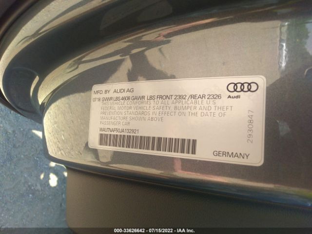 Photo 8 VIN: WAUTNAF50JA132921 - AUDI A5 COUPE 