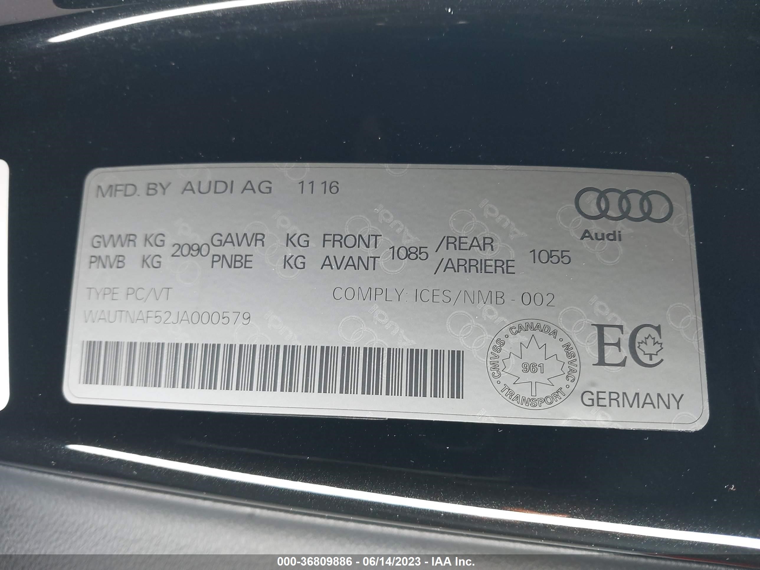 Photo 8 VIN: WAUTNAF52JA000579 - AUDI A5 