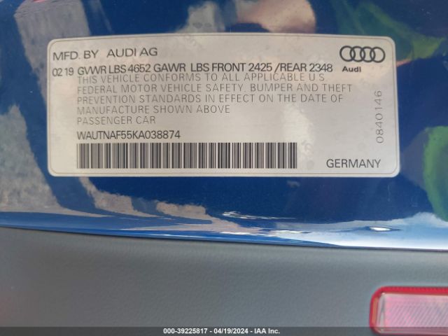 Photo 8 VIN: WAUTNAF55KA038874 - AUDI A5 