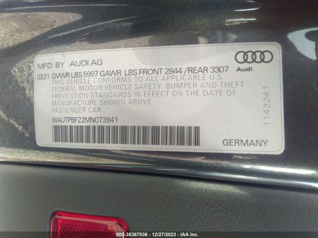 Photo 8 VIN: WAUTPBF22MN073941 - AUDI A7 SPORTBACK 