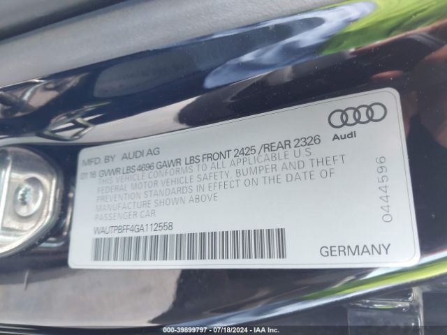 Photo 8 VIN: WAUTPBFF4GA112558 - AUDI A3 