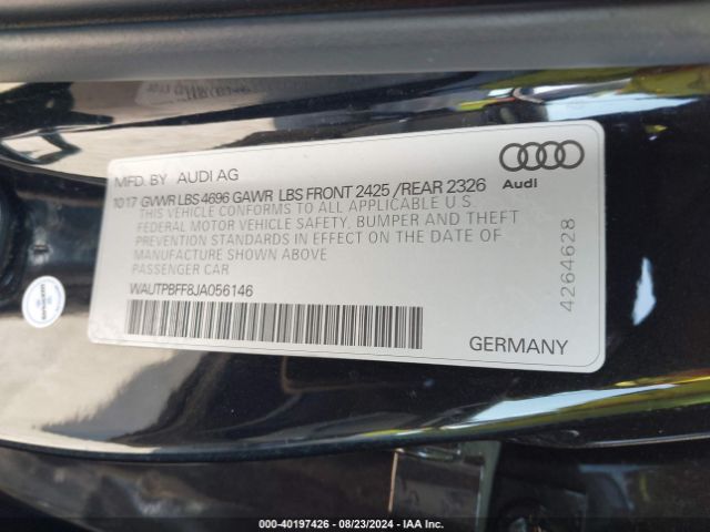 Photo 8 VIN: WAUTPBFF8JA056146 - AUDI A3 