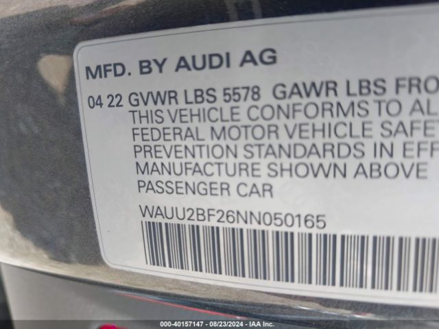 Photo 8 VIN: WAUU2BF26NN050165 - AUDI A7 