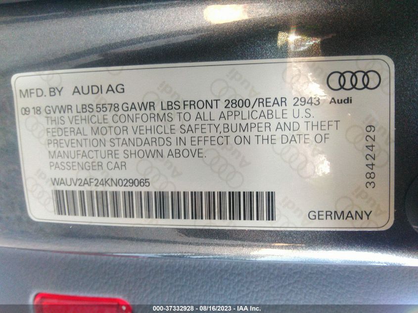 Photo 8 VIN: WAUV2AF24KN029065 - AUDI A7 