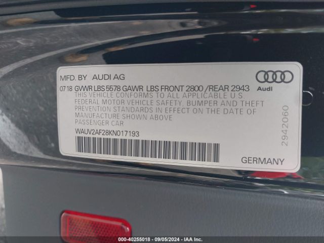 Photo 8 VIN: WAUV2AF28KN017193 - AUDI A7 