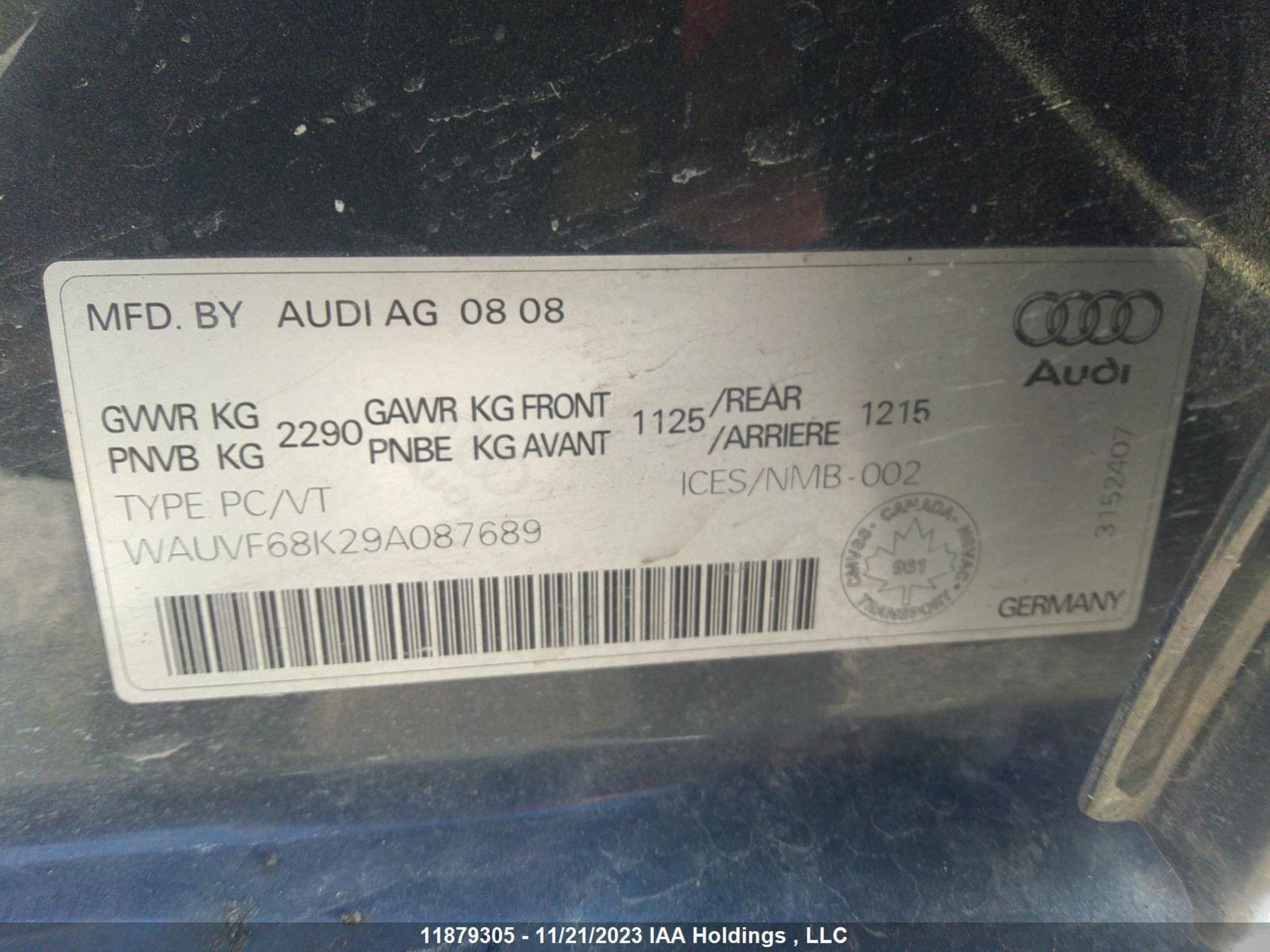 Photo 8 VIN: WAUVF68K29A087689 - AUDI A4 