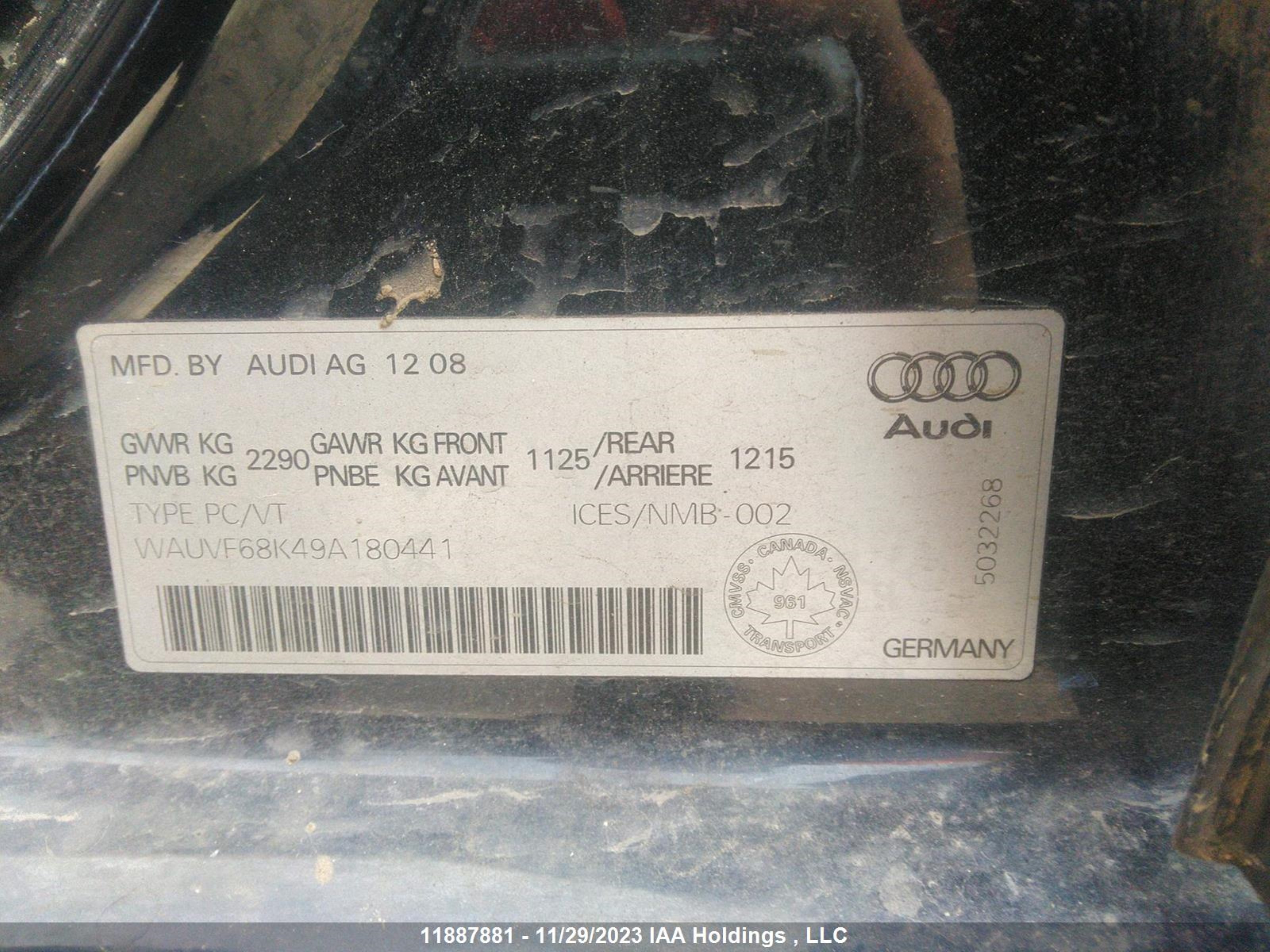 Photo 8 VIN: WAUVF68K49A180441 - AUDI A4 