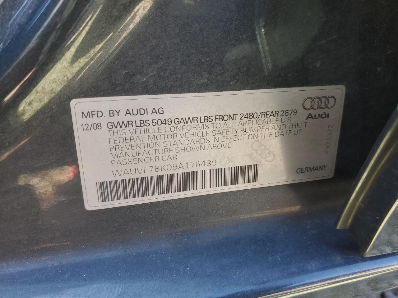 Photo 11 VIN: WAUVF78K09A176439 - AUDI A4 