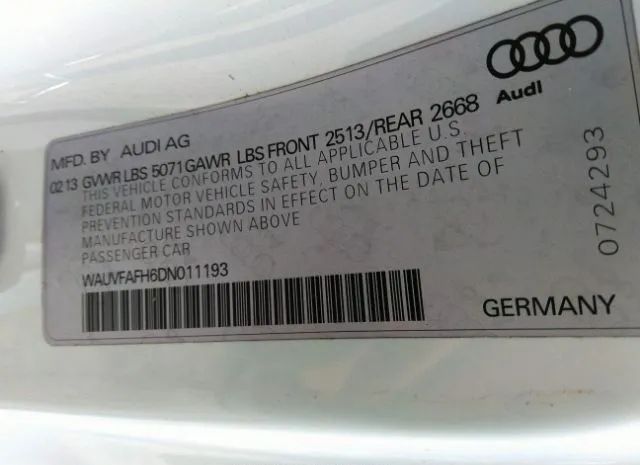 Photo 8 VIN: WAUVFAFH6DN011193 - AUDI A5 