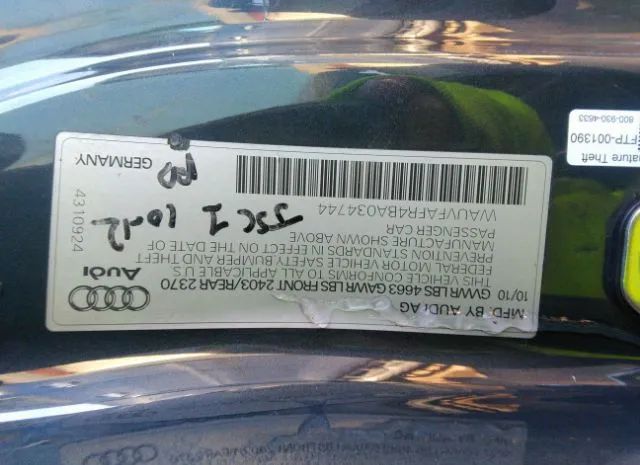 Photo 8 VIN: WAUVFAFR4BA034744 - AUDI A5 