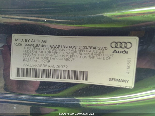 Photo 8 VIN: WAUVFAFR8AA026032 - AUDI A5 