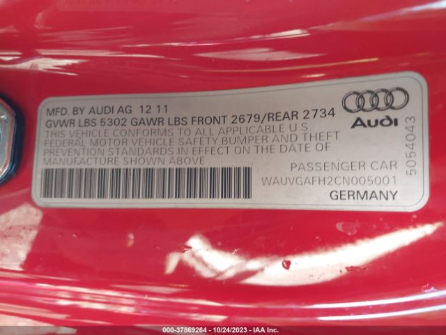 Photo 8 VIN: WAUVGAFH2CN005001 - AUDI S5 