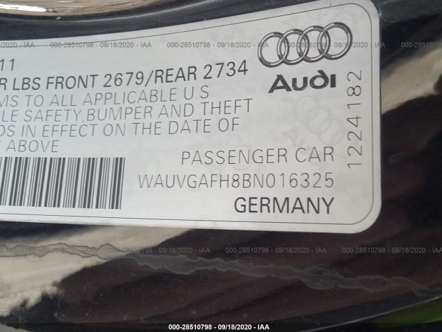 Photo 8 VIN: WAUVGAFH8BN016325 - AUDI S5 