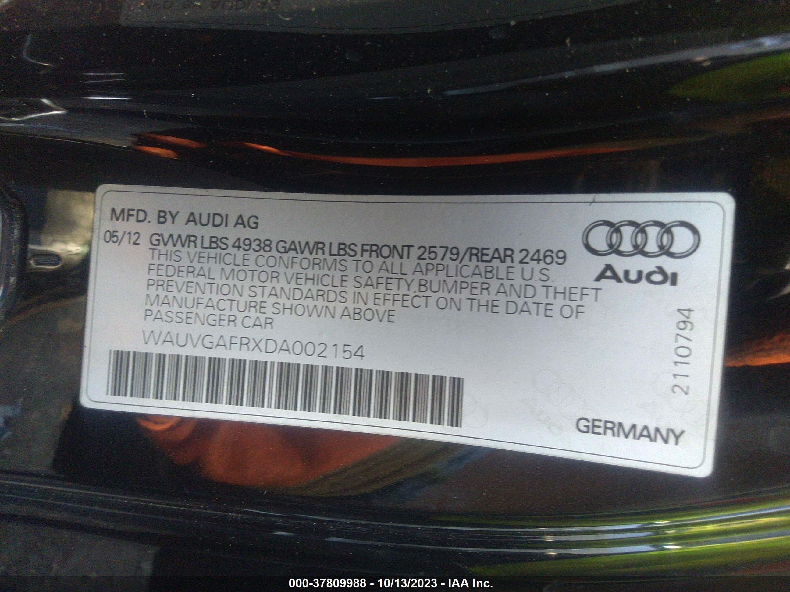 Photo 8 VIN: WAUVGAFRXDA002154 - AUDI S5 