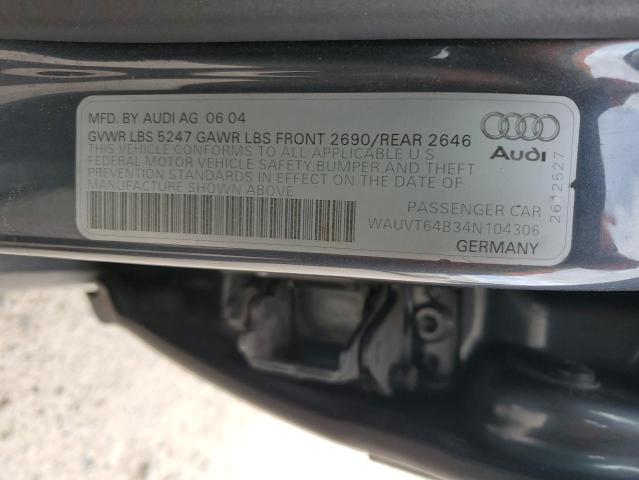 Photo 11 VIN: WAUVT64B34N104306 - AUDI A6 