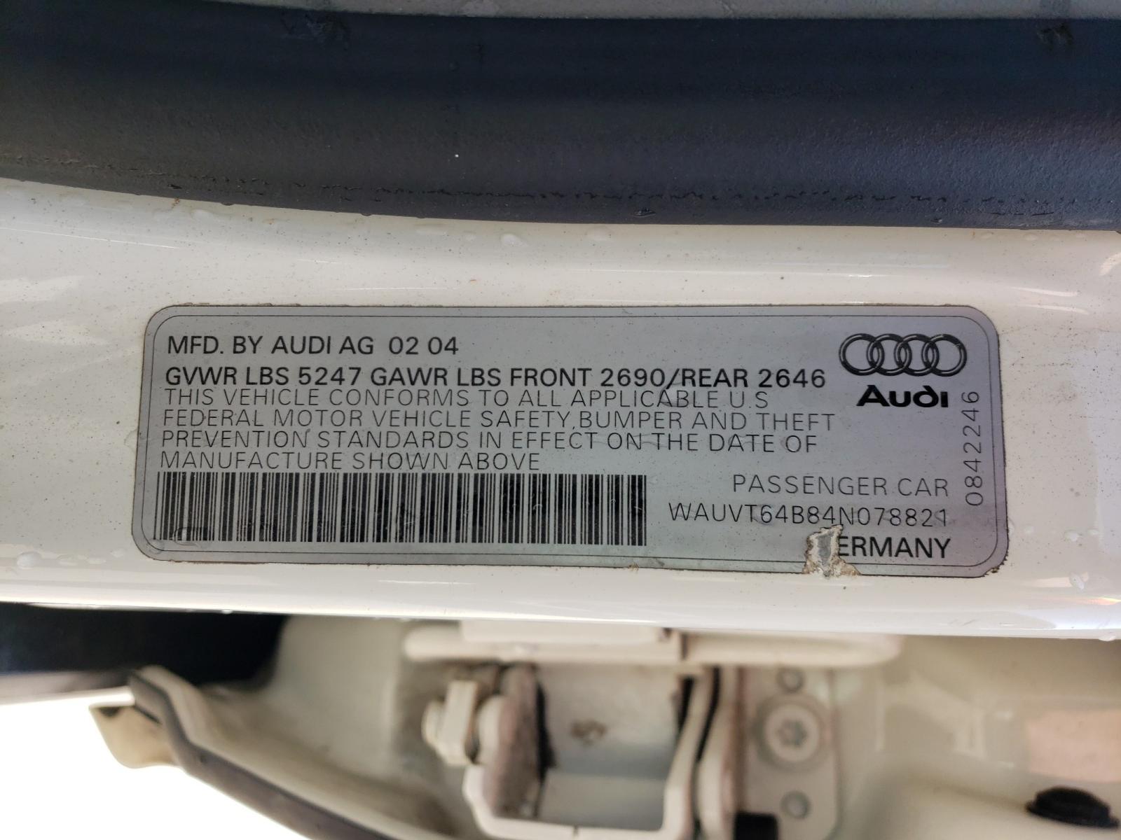 Photo 9 VIN: WAUVT64B84N078821 - AUDI A6 3.0 AVA 