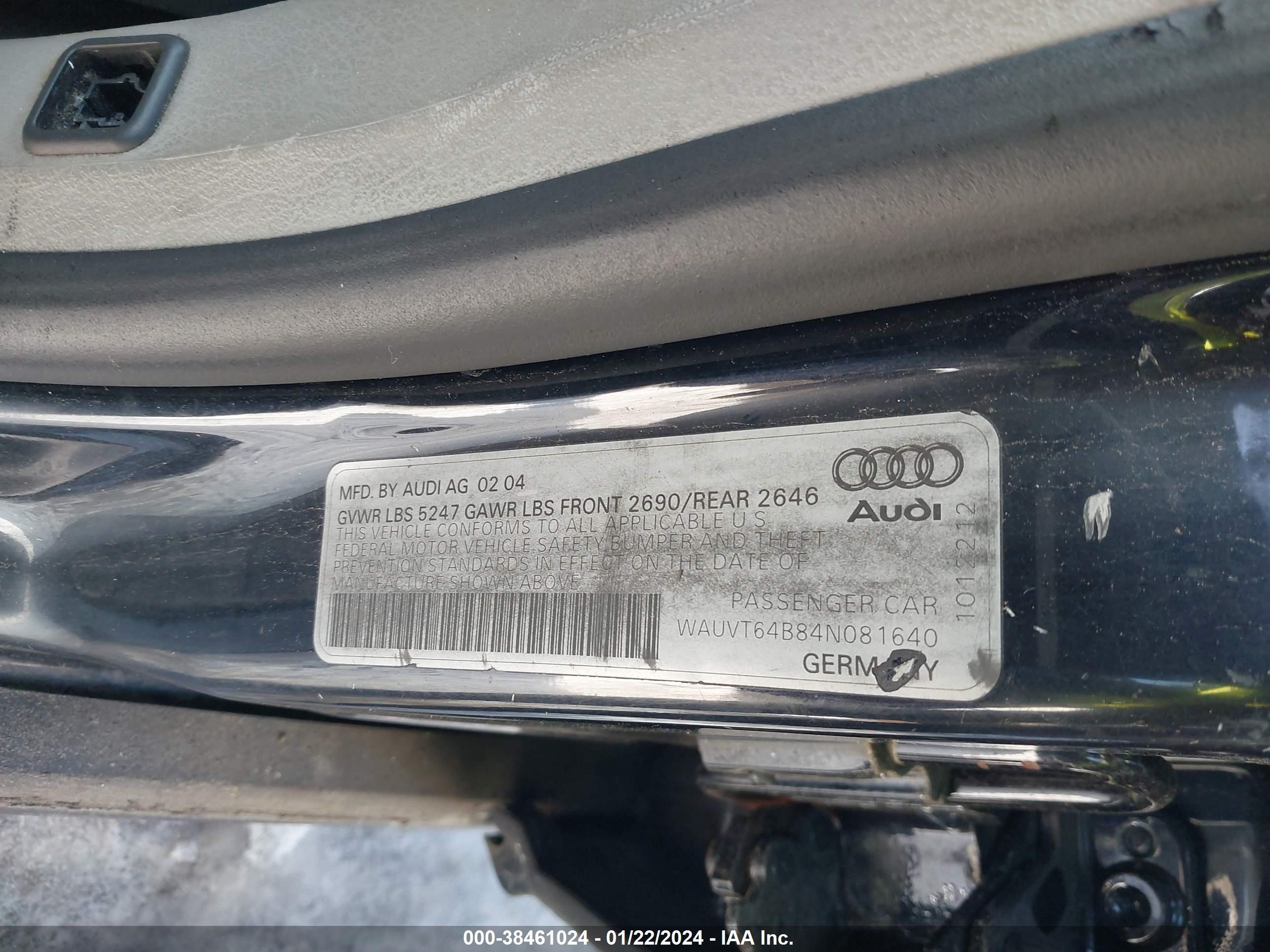 Photo 8 VIN: WAUVT64B84N081640 - AUDI A6 