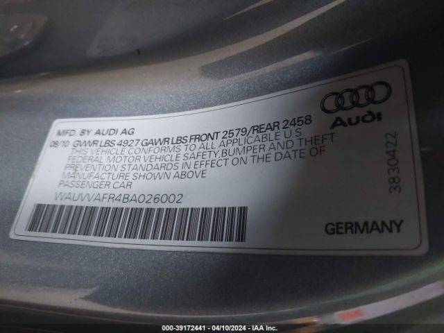 Photo 8 VIN: WAUVVAFR4BA026002 - AUDI S5 