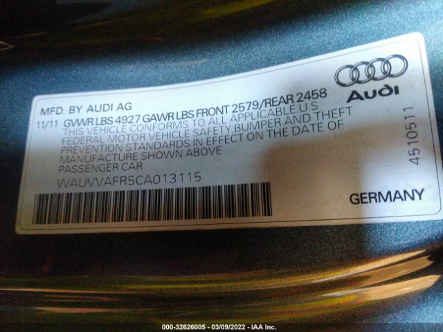 Photo 8 VIN: WAUVVAFR5CA013115 - AUDI S5 