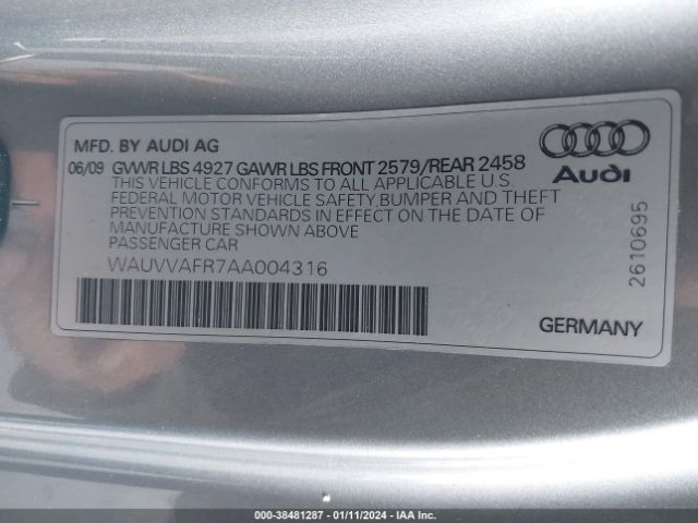 Photo 8 VIN: WAUVVAFR7AA004316 - AUDI RS5 