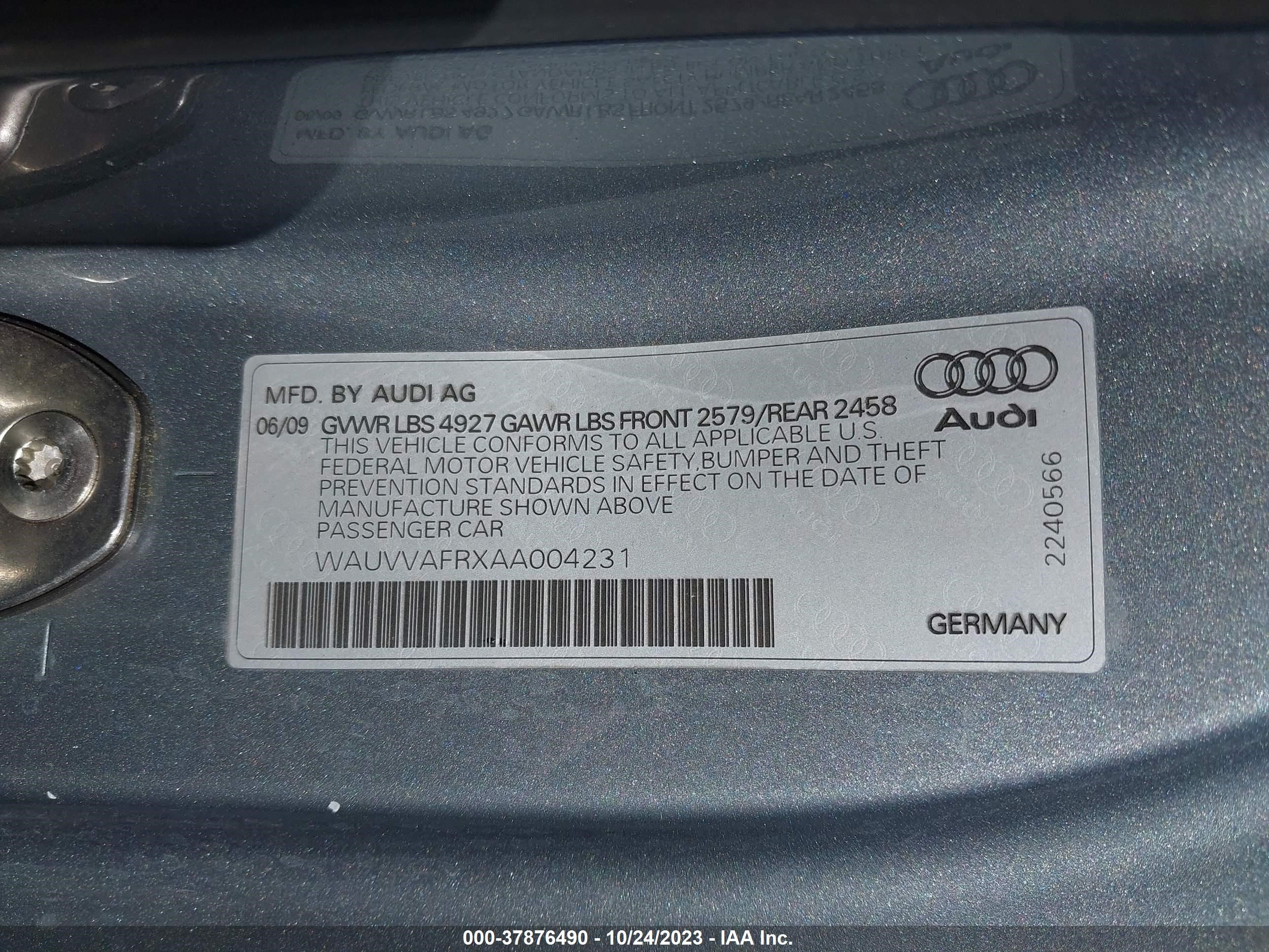 Photo 8 VIN: WAUVVAFRXAA004231 - AUDI S5 