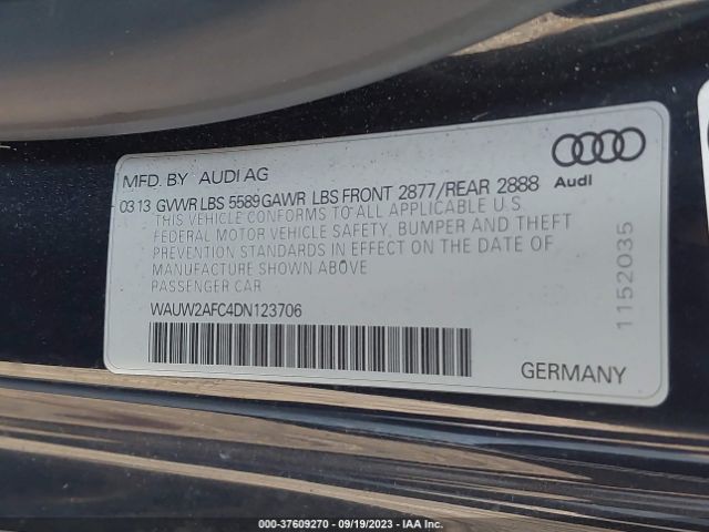 Photo 8 VIN: WAUW2AFC4DN123706 - AUDI S7 