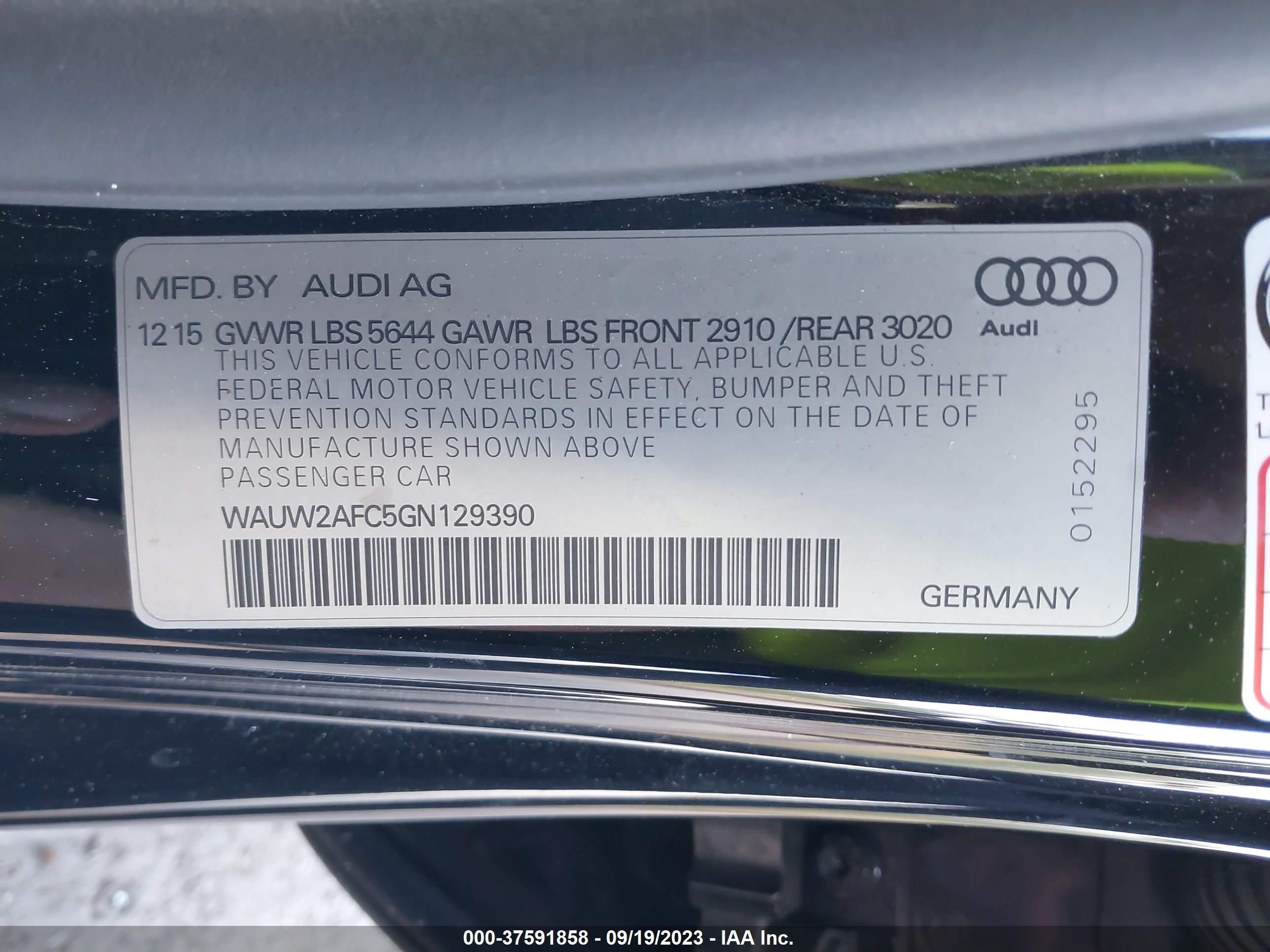 Photo 8 VIN: WAUW2AFC5GN129390 - AUDI S7 