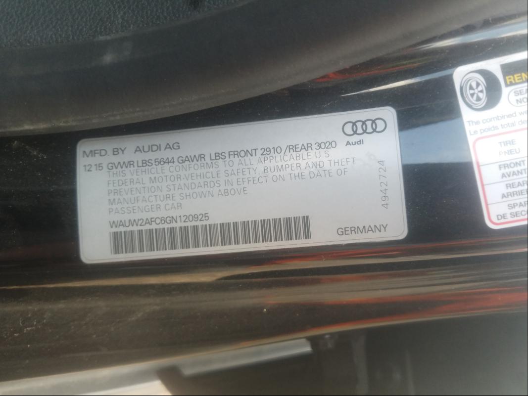 Photo 9 VIN: WAUW2AFC6GN120925 - AUDI S7 PRESTIG 