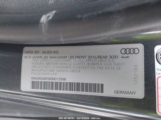 Photo 8 VIN: WAUW2AFC8GN012998 - AUDI S7 