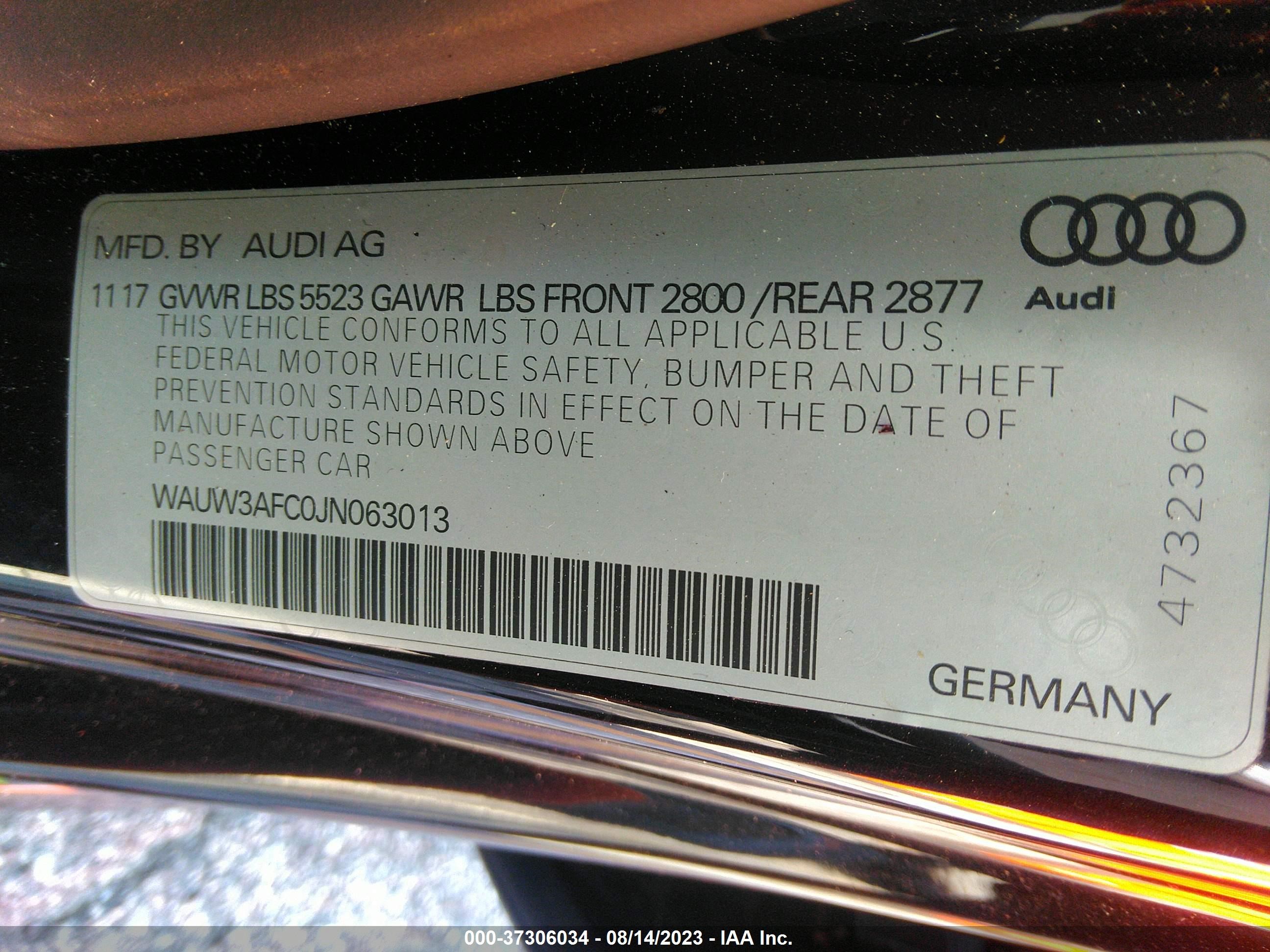 Photo 8 VIN: WAUW3AFC0JN063013 - AUDI A7 