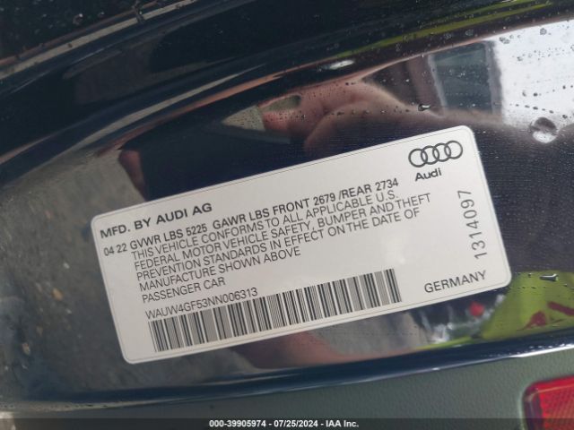 Photo 8 VIN: WAUW4GF53NN006313 - AUDI S5 