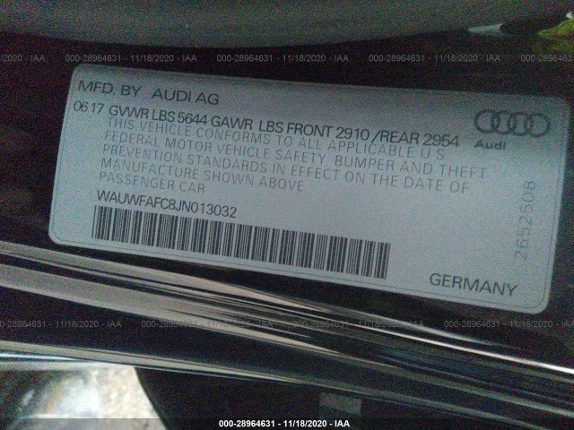 Photo 8 VIN: WAUWFAFC8JN013032 - AUDI S7 