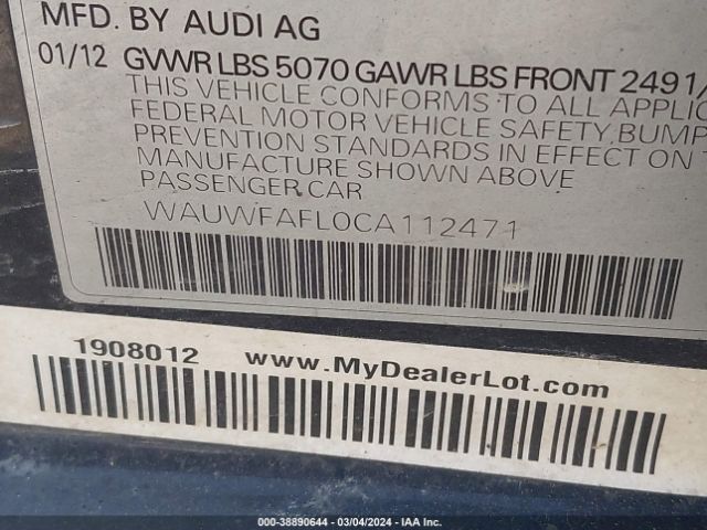 Photo 8 VIN: WAUWFAFL0CA112471 - AUDI A4 