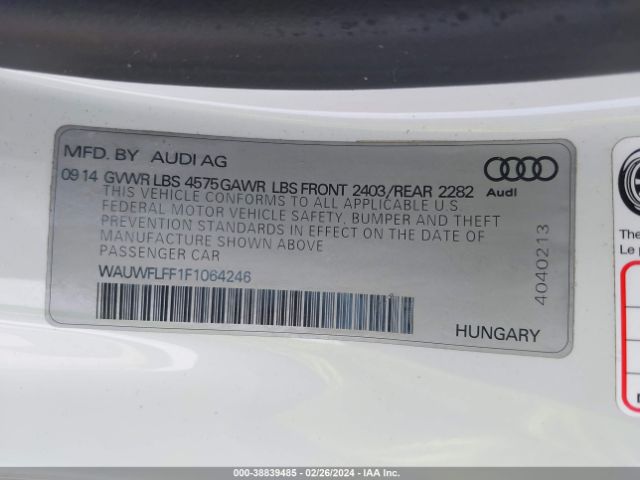 Photo 8 VIN: WAUWFLFF1F1064246 - AUDI A3 