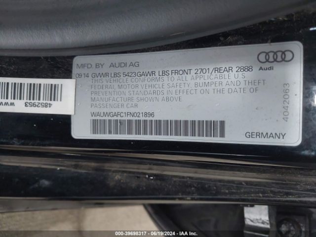 Photo 8 VIN: WAUWGAFC1FN021896 - AUDI A7 