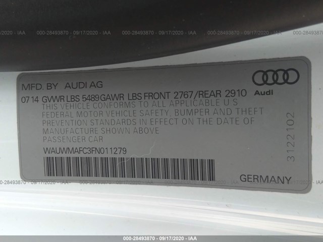 Photo 8 VIN: WAUWMAFC3FN011279 - AUDI A7 