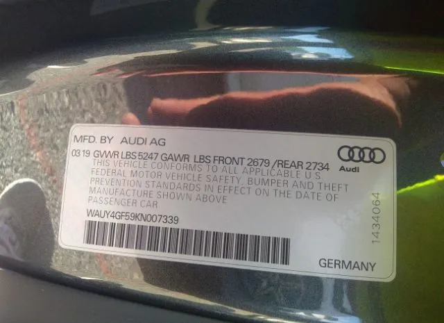 Photo 8 VIN: WAUY4GF59KN007339 - AUDI S5 CABRIOLET 