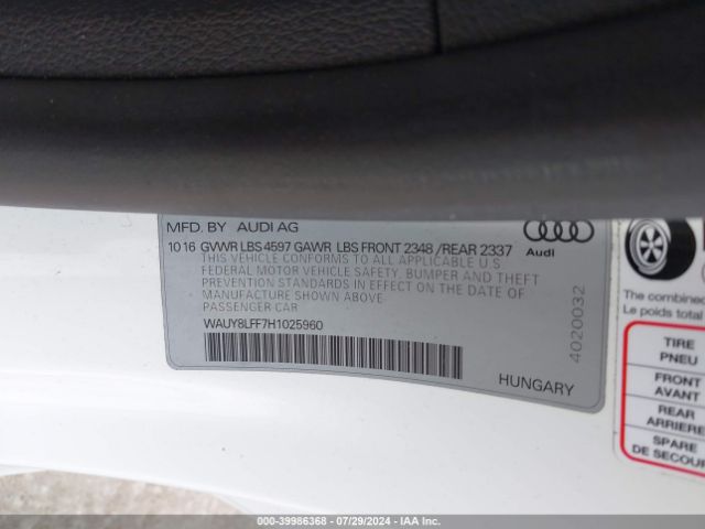 Photo 8 VIN: WAUY8LFF7H1025960 - AUDI A3 