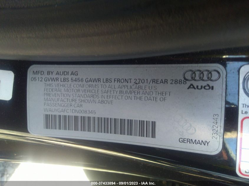 Photo 8 VIN: WAUYGAFC1DN008345 - AUDI A7 