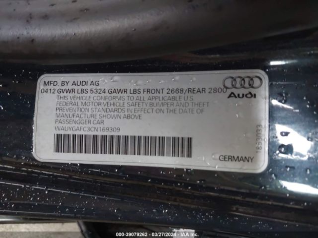 Photo 8 VIN: WAUYGAFC3CN169309 - AUDI A7 