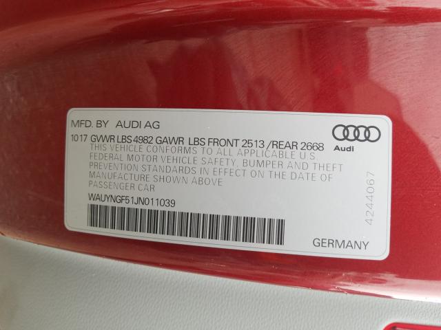 Photo 9 VIN: WAUYNGF51JN011039 - AUDI A5 PREMIUM 