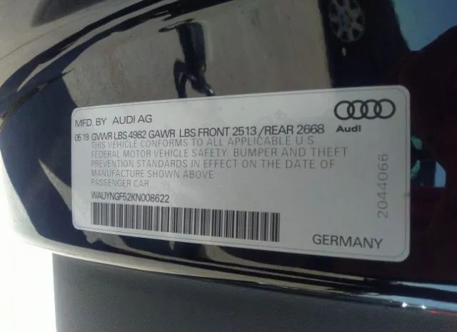 Photo 8 VIN: WAUYNGF52KN008622 - AUDI A5 